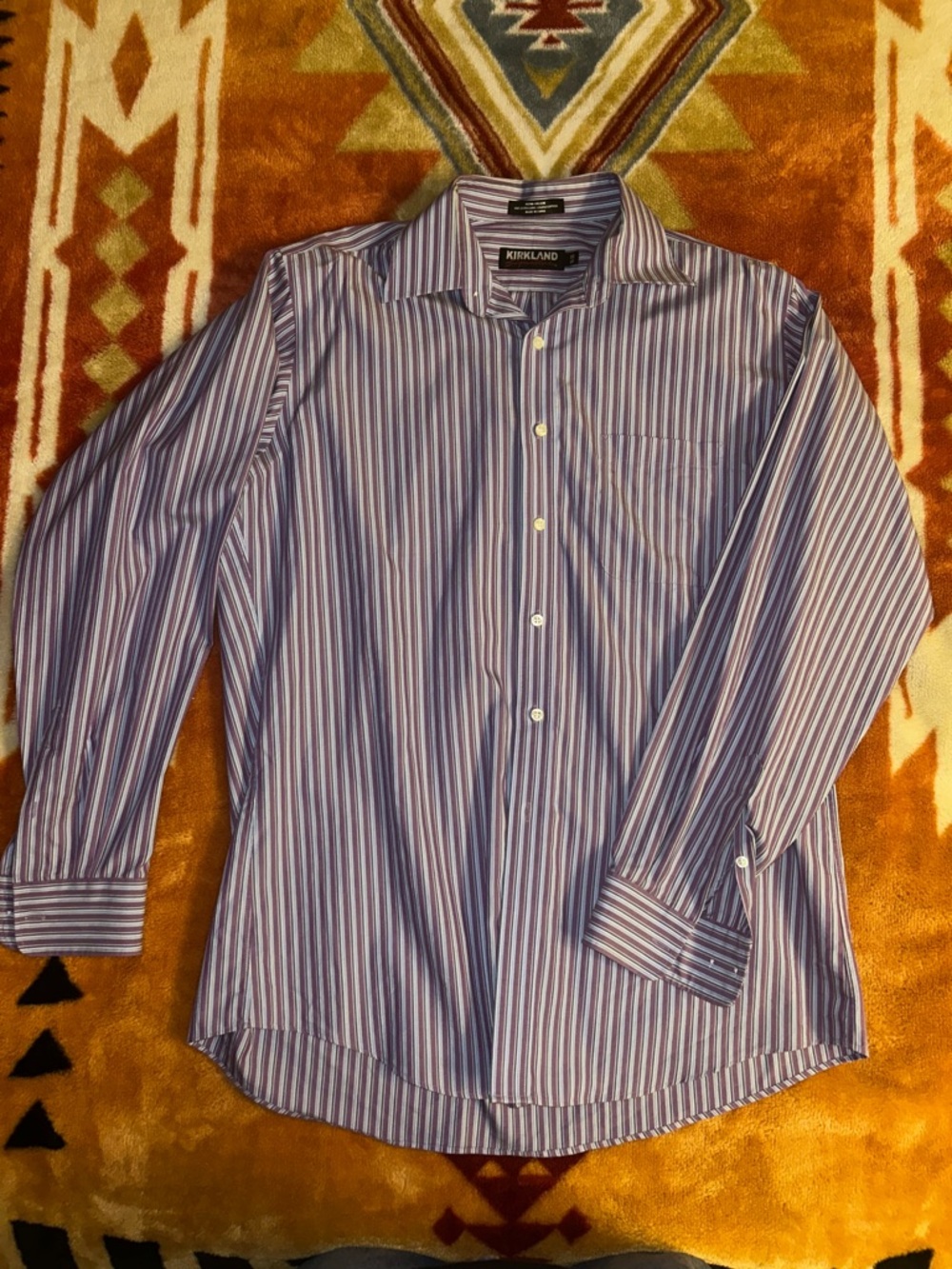 Kirkland Signature Purple and White Striped Dress Shirt